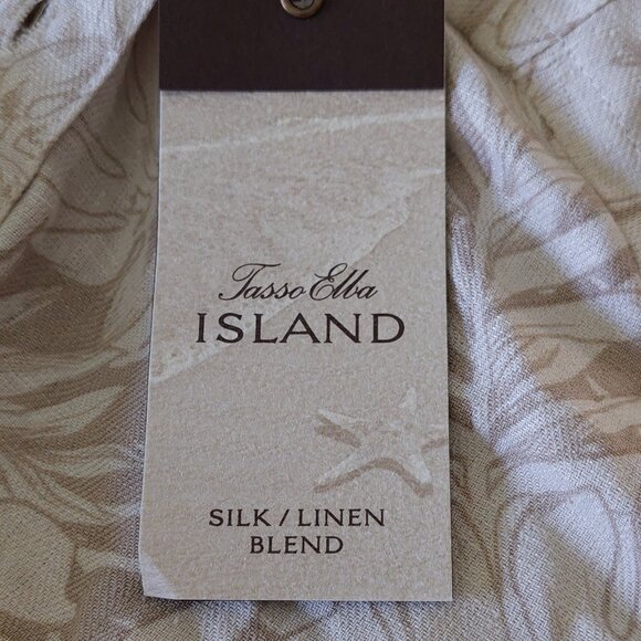 New Tasso Elba Island Cream & Tan Short Sleeve Button Down Shirt Men's Size XXL - Picture 6 of 14